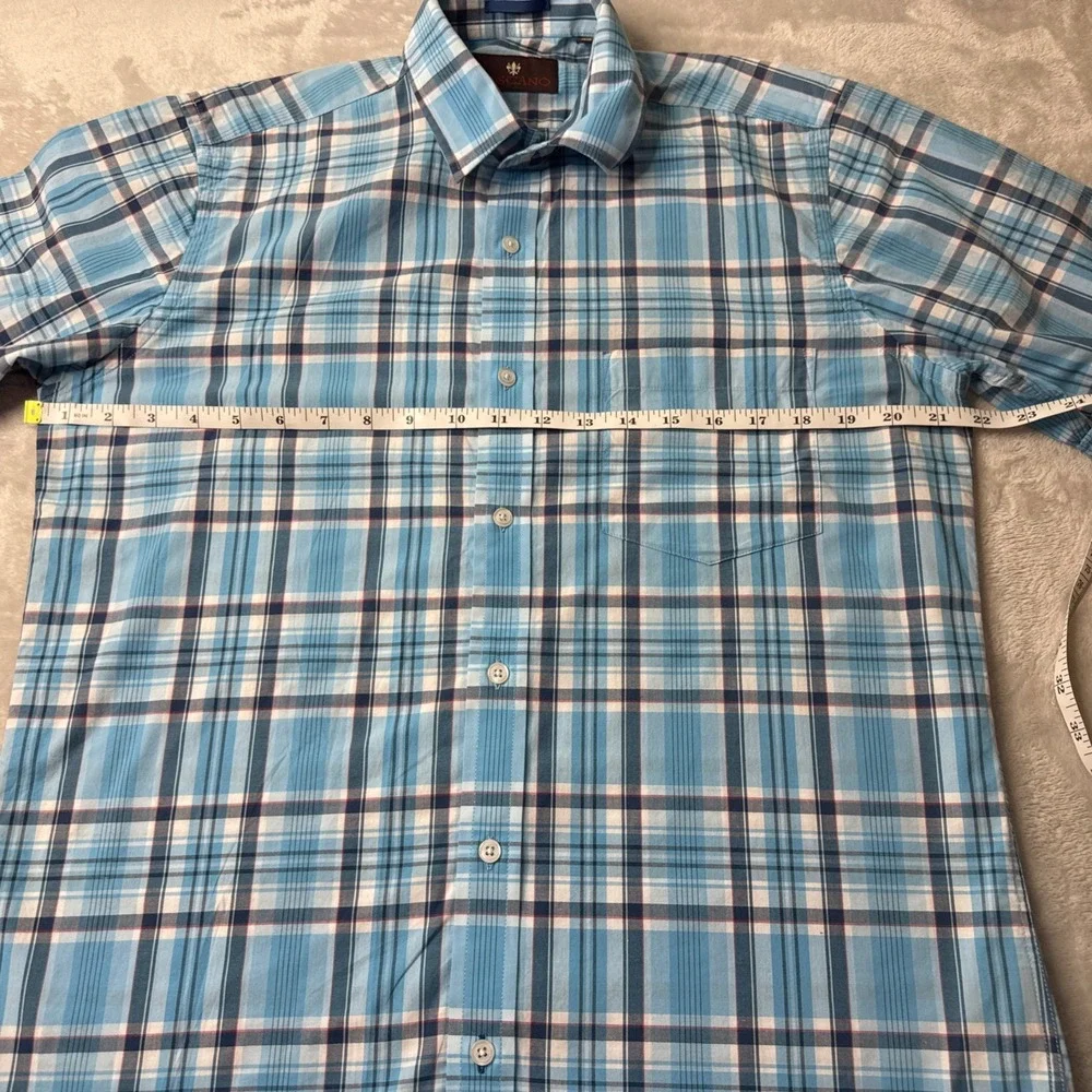 Toscano Patrick Assaraf Mens Plaid Short Sleeve Button Down Shirt‎ Size S